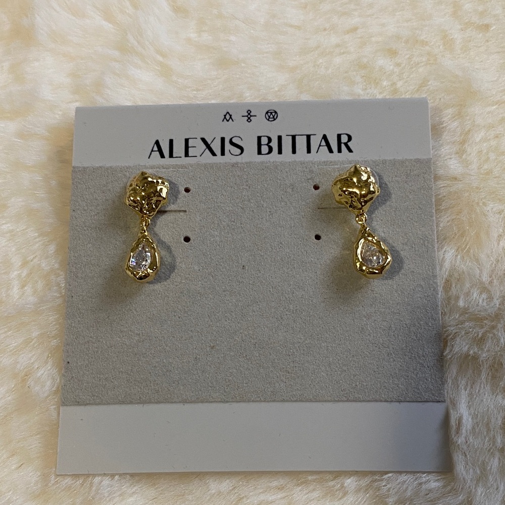 Alexis Bittar Gold and Crystal Drop Earrings